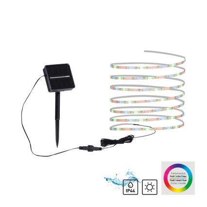 JUST LIGHT. 19971-18 - RGB-LED solcellsdriven remsa TEANIA LED/3,7 V 5 m 1200 mAh IP44 svart