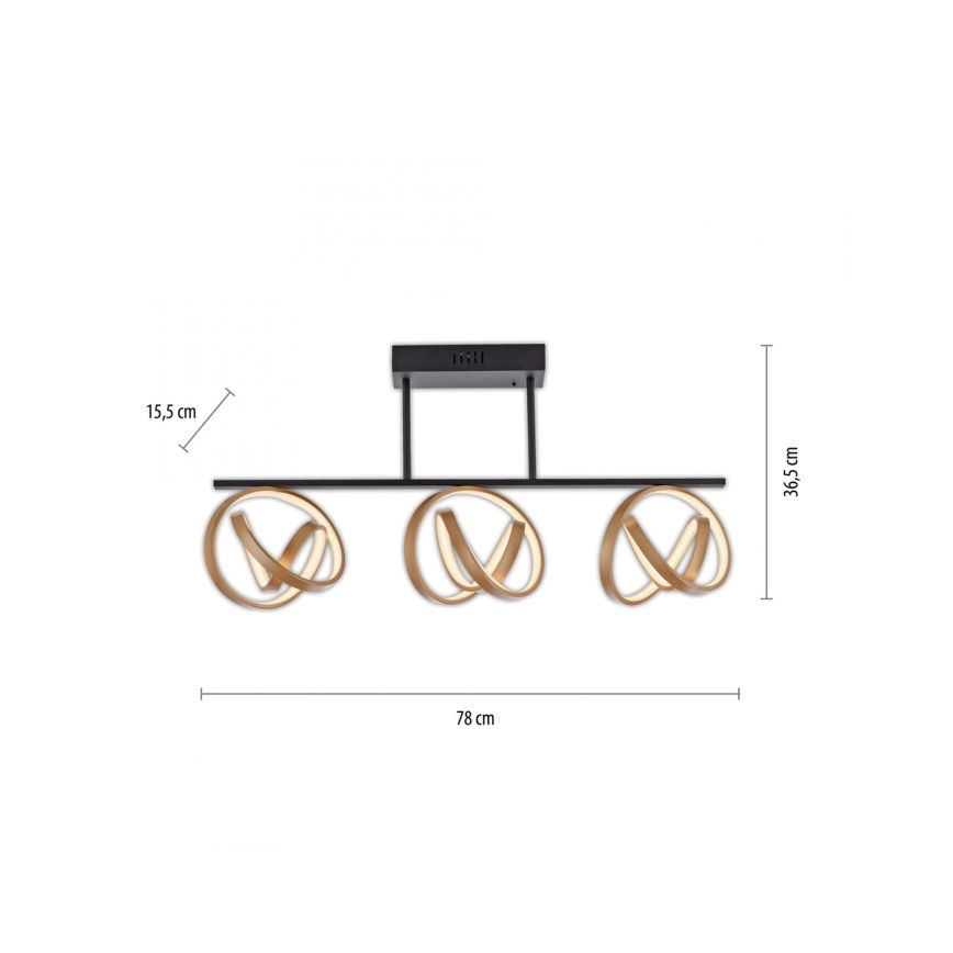 JUST LIGHT. 6245-18 - Dimbar LED ytmonterad ljuskrona LOOP 3xLED/11W/230V 2700-5000K + fjärrkontroll