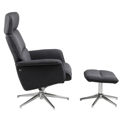 Fåtölj med fotstöd DELIA mörkgrå