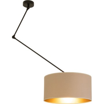 Justerbar LED-pendellampa på stång GORTA 1xE27/60W/230V beige/guld