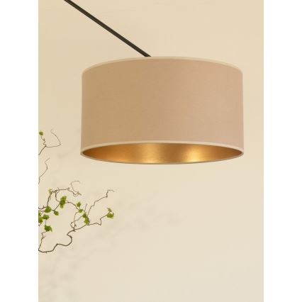 Justerbar LED-pendellampa på stång GORTA 1xE27/60W/230V beige/guld