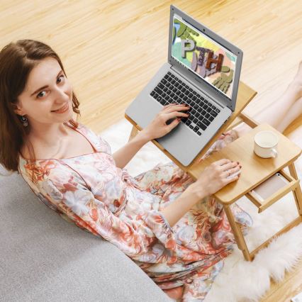 Justerbart laptopbord för sängen LAT, brun