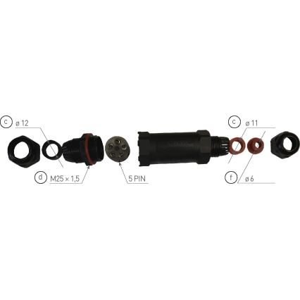 Kabelkoppling CSJ 250V/16A IP68 5x1,5 mm²