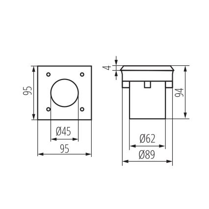 LED utomhus infälld körbar armatur GORDO LED/1W/230V 9,5x9,5 cm IP67 rostfritt stål