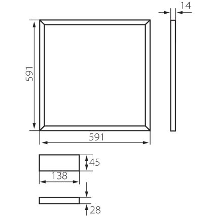 LED Infälld ram AVAR LED/40W/230V 6000K 59x59 cm