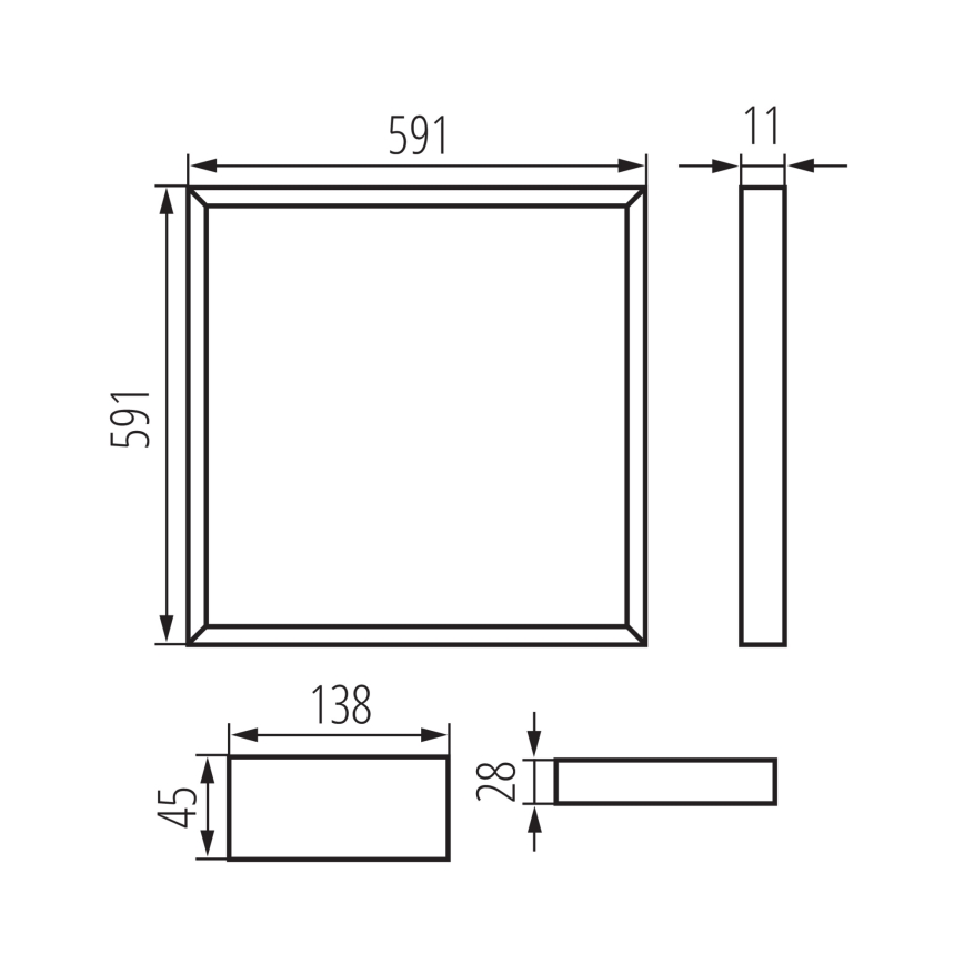 LED Infälld ram AVAR LED/32W/230V 3000/4000/6500K 59x59 cm