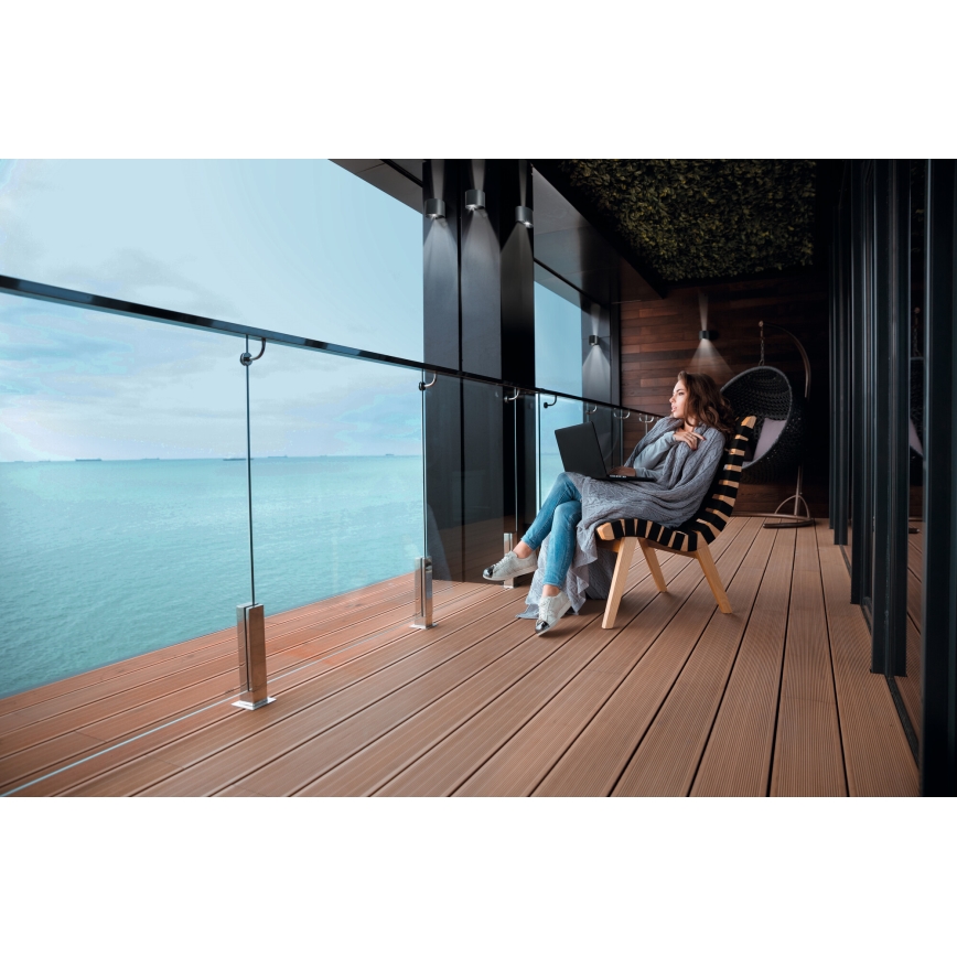 LED utomhusvägglampa med rörelse- och skymningssensor REKA LED/7W/230V IP54 antracit rund