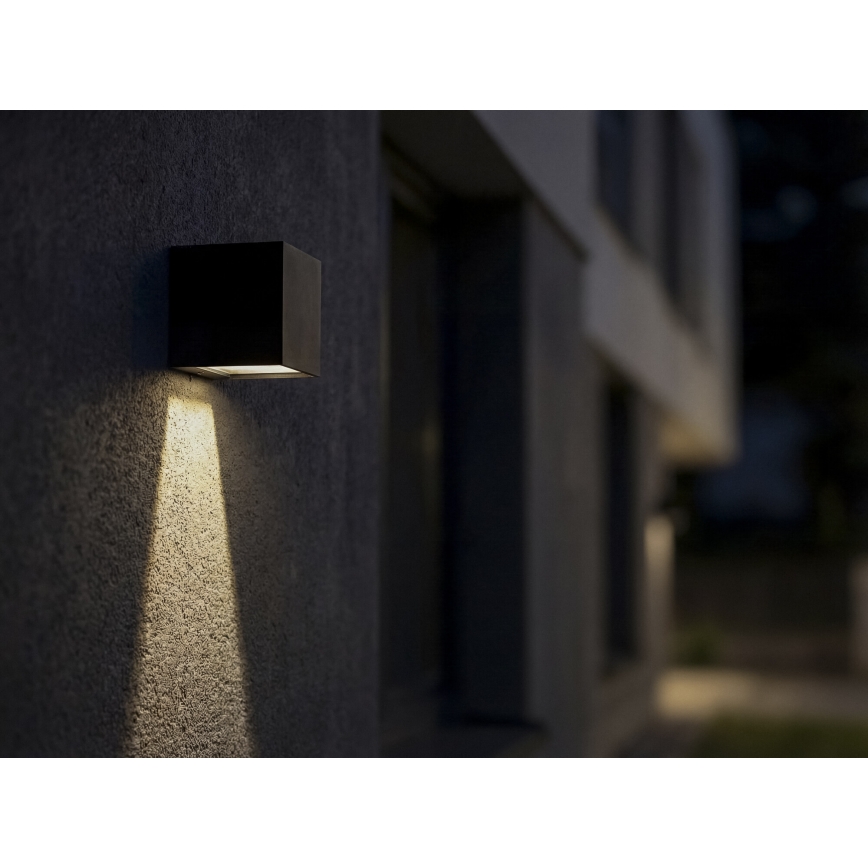 LED solcellsdriven vägglampa med inbyggd sensor REKA LED/3W/3,7V 1800 mAh 3000/4000/6500K IP65 svart