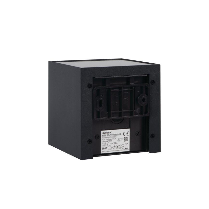 LED solcellsdriven vägglampa med inbyggd sensor REKA LED/3W/3,7V 1800 mAh 3000/4000/6500K IP65 svart