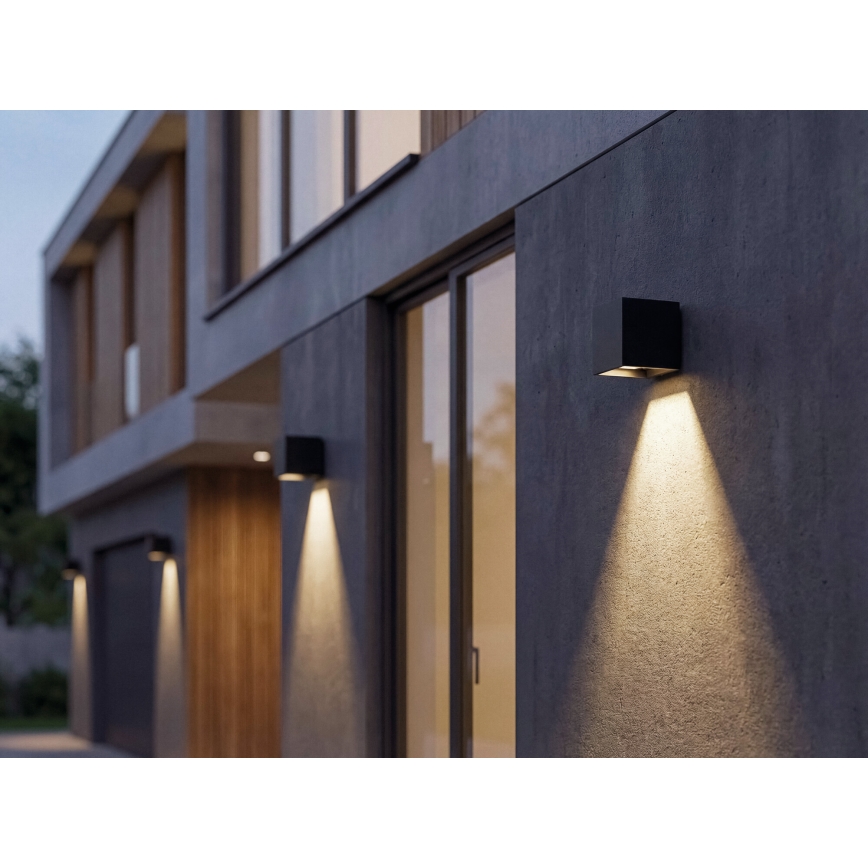 REKA solcellsdriven LED-vägglampa med sensor, 6W/3,7V 1800 mAh, 3000/4000/6500K, IP65, svart