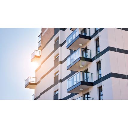 LED arbetsvägglampa med rörelsedetektor IPER LED/10W/230V IK10 IP65 rund vit