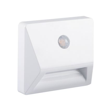 LED infälld armatur med rörelse- och skymningssensor IRS LED/0,3W/3xAAA IP54 vit