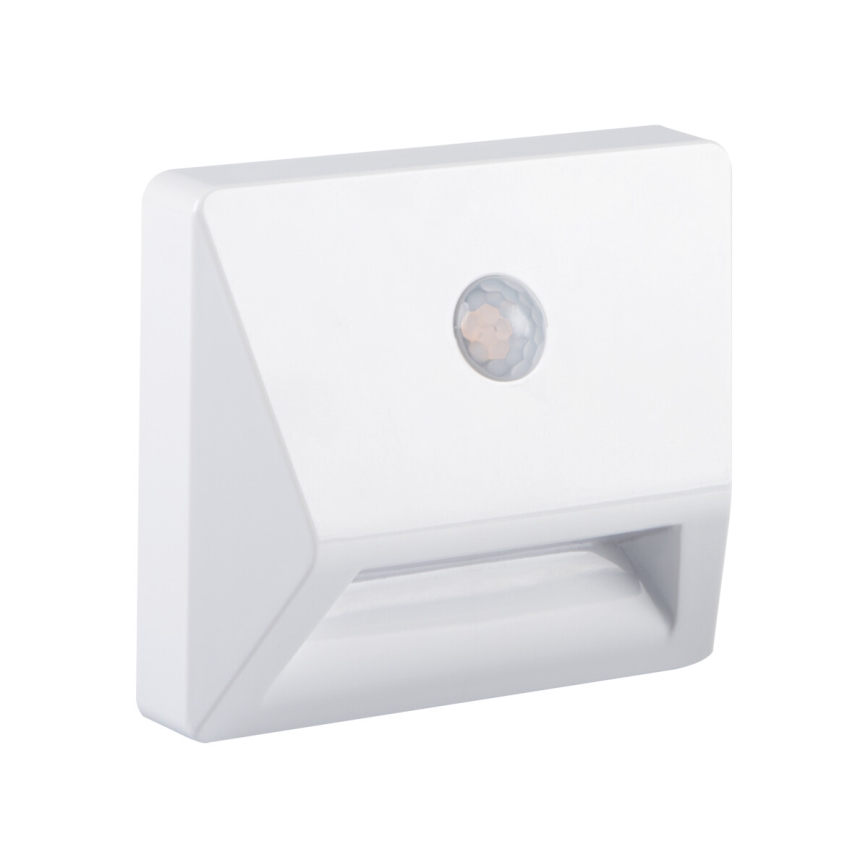 LED infälld armatur med rörelse- och skymningssensor IRS LED/0,3W/3xAAA IP54 vit