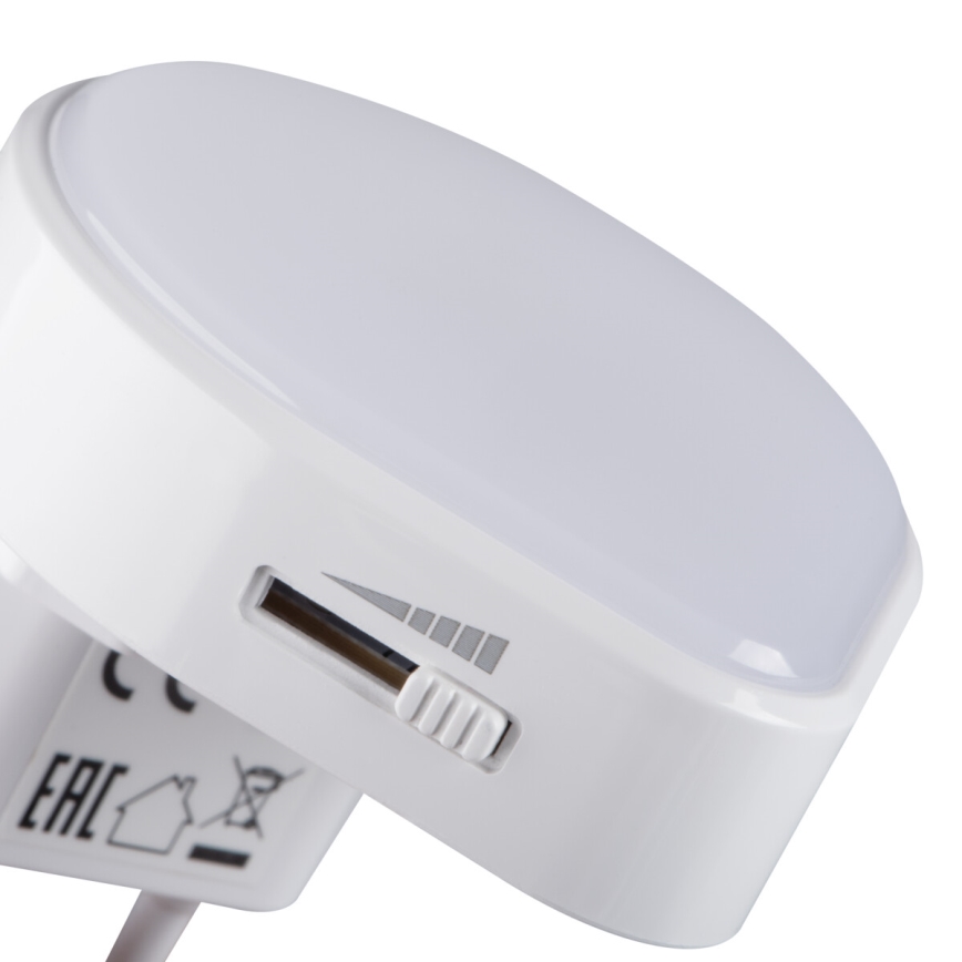 Kanlux 37396 - LED Ljusreglerad orientering belysning med skymningssensor till ett uttag ULOV LED/0,5W/230V vit