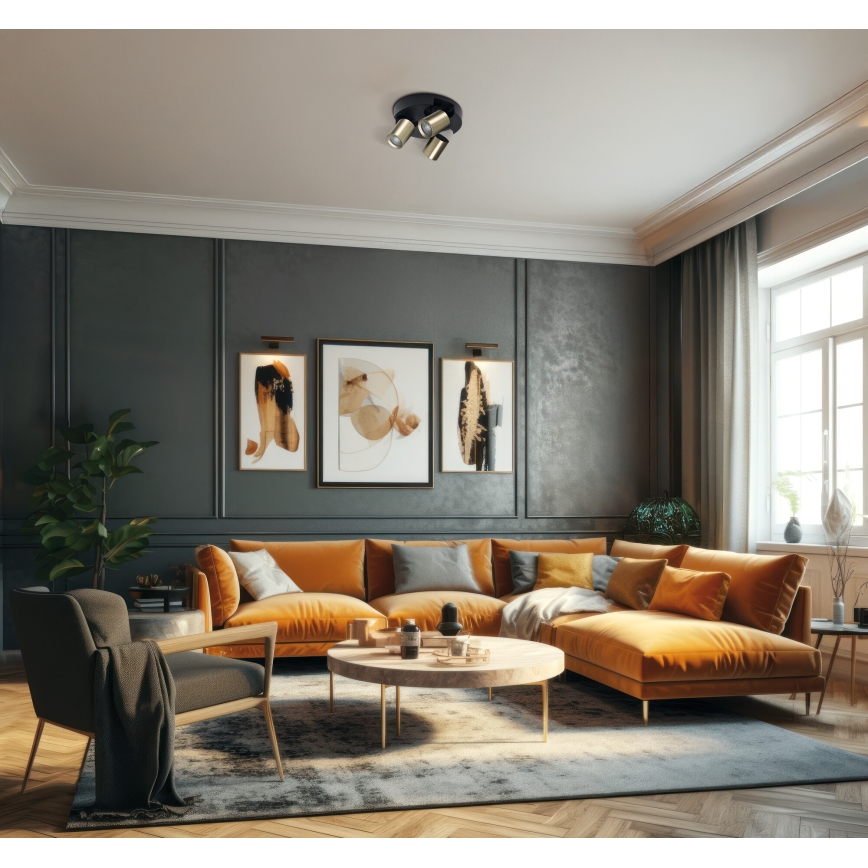 Spotlight LAURIN 3xGU10/10W/230V mässing/svart