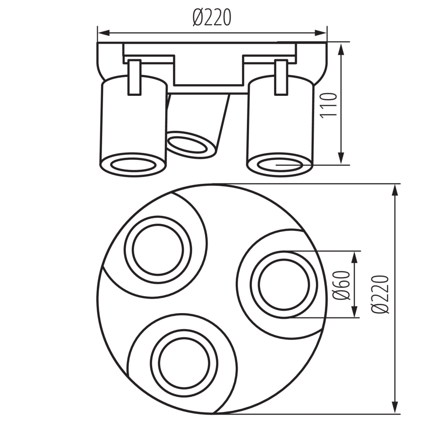 Spotlight LAURIN 3xGU10/10W/230V mässing/svart