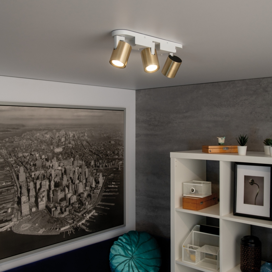 Spotlight LAURIN 3xGU10/10W/230V mässing/vit