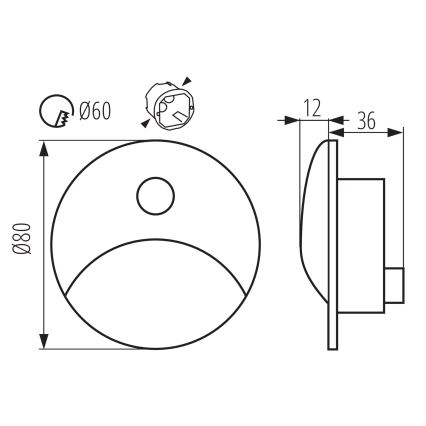 LED-trapparmatur med rörelse- och skymningssensor EXIN LED/2,5W/230V 4000K IP65 vit rund
