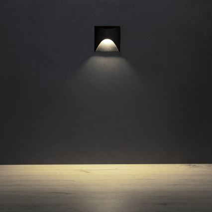 LED trapparmatur EXIN LED/2,5W/230V 4000K IP65 svart fyrkantig