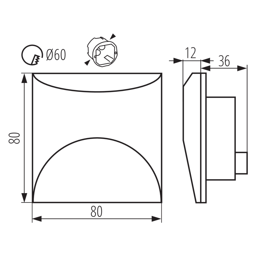 LED trapparmatur EXIN LED/2,5W/230V 4000K IP65 svart fyrkantig