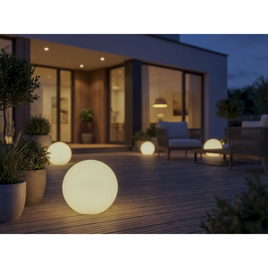 Utomhuslampa STONO 1xE27/15W/230V Ø 20 cm IP65 vit