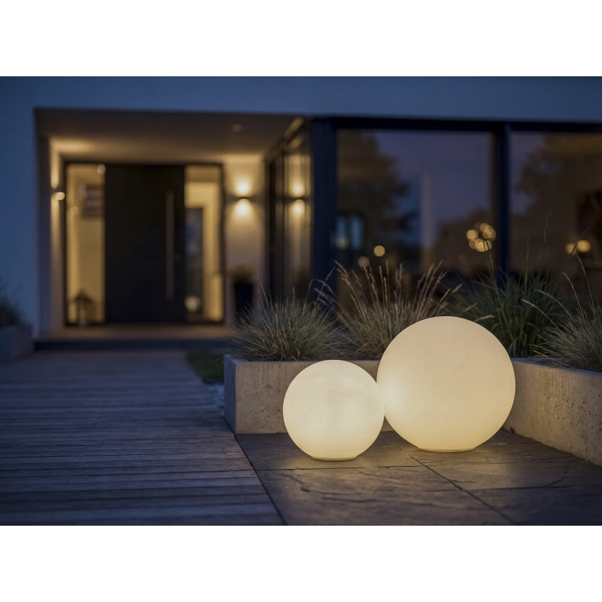 Utomhuslampa STONO 1xE27/15W/230V Ø 20 cm IP65 vit