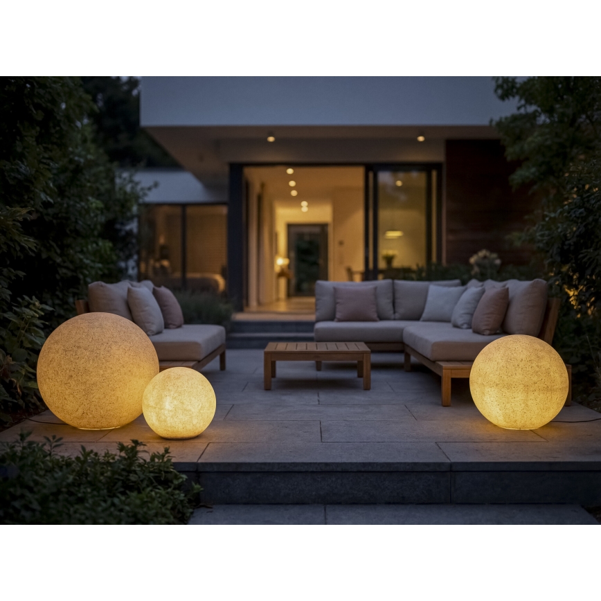 Utomhuslampa STONO 1xE27/20W/230V Ø 40 cm IP65 beige