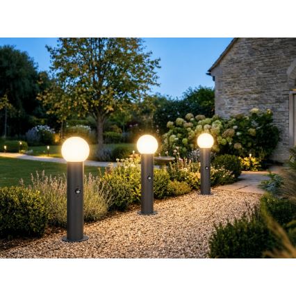 Utomhuslampa med rörelse- och skymningssensor STONO 1xE27/15W/230V 80 cm IP65 antracit