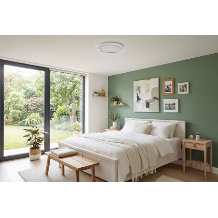 Dimbart LED-takarmatur LIXAN LED/47W/230V 3000-6500K diam. 38,6 cm vit/silver + fjärrkontroll