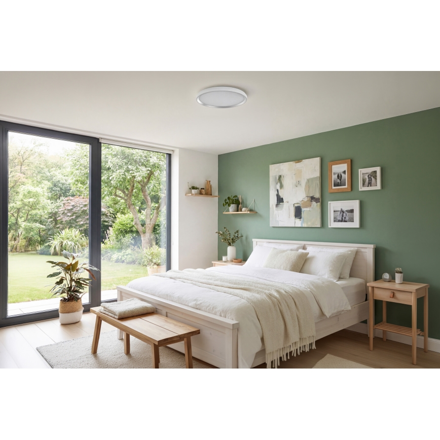 Dimbart LED-takarmatur LIXAN LED/47W/230V 3000-6500K diam. 38,6 cm vit/silver + fjärrkontroll