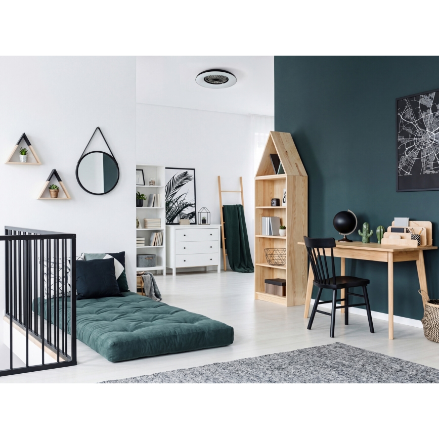 LED RGBW dimmbar taklampa med fläkt PLAVE PAN LED/48W/230V 3000-6500K Ø 60 cm svart + fjärrkontroll