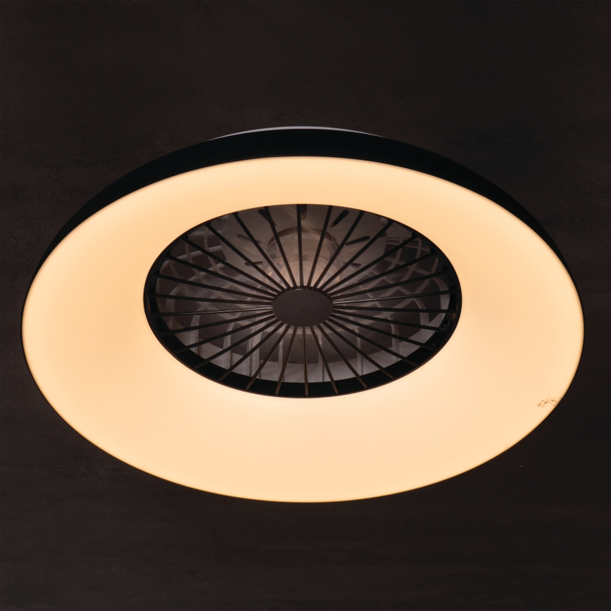 LED RGBW dimmbar taklampa med fläkt PLAVE PAN LED/48W/230V 3000-6500K Ø 60 cm svart + fjärrkontroll