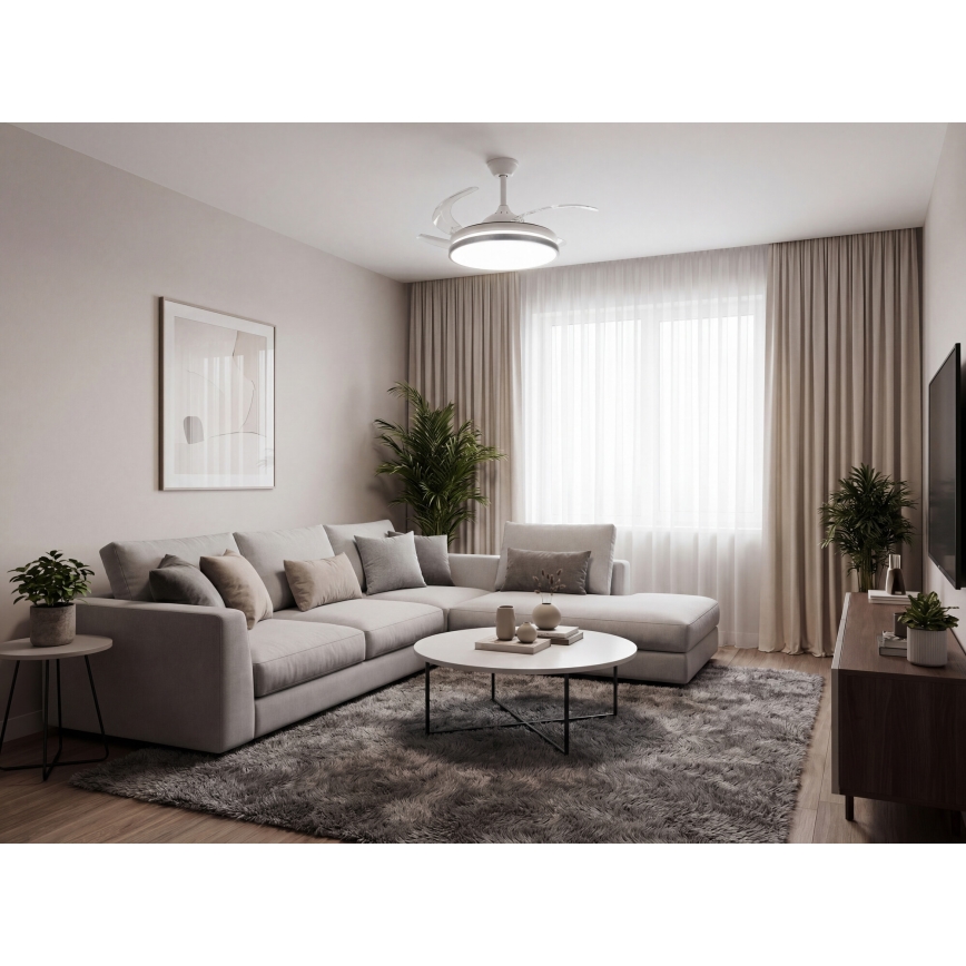 LED dimbar taklampa med fläkt PLAVE LED/36W/230V 3000-6500K silver/vit + fjärrkontroll