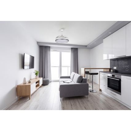 LED dimbar taklampa med fläkt PLAVE LED/36W/230V 3000-6500K silver/vit + fjärrkontroll