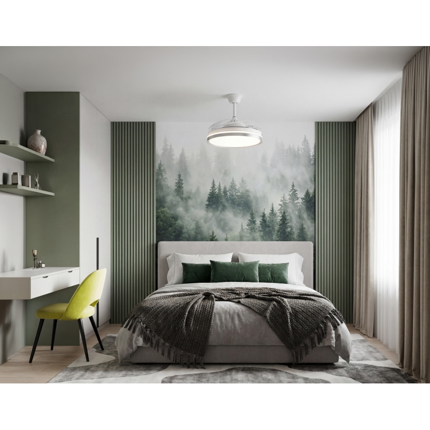 LED dimbar taklampa med fläkt PLAVE LED/36W/230V 3000-6500K silver/vit + fjärrkontroll