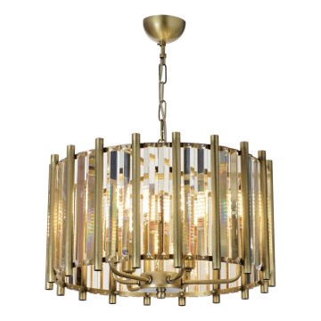 Kedjeupphängd kristallkrona CRYSTALLINE 6xE14/40W/230V, mässing