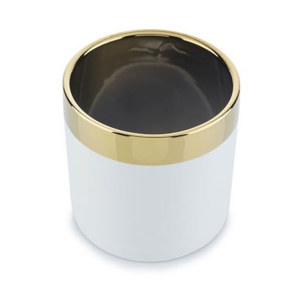 Keramisk blomkruka CINDY 13x13 cm vit/guld