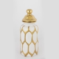 Keramisk burk 31x12,5 cm guld/vit