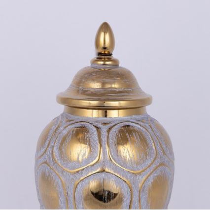 Keramisk burk 35x18,5 cm guld/grå