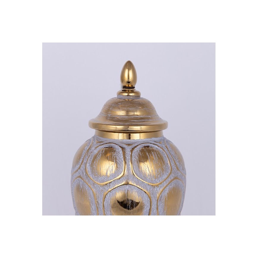Keramisk burk 35x18,5 cm guld/grå