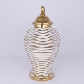 Keramisk burk 42,2x21,1 cm guld/vit