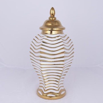 Keramisk burk 42,2x21,1 cm guld/vit