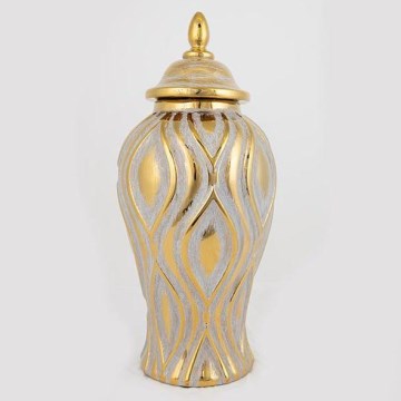 Keramisk burk 42,6x18,8 cm guld/silver