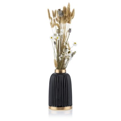 Keramisk vas ROSIE 20,5x12 cm svart/guld