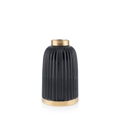 Keramisk vas ROSIE 20,5x12 cm svart/guld