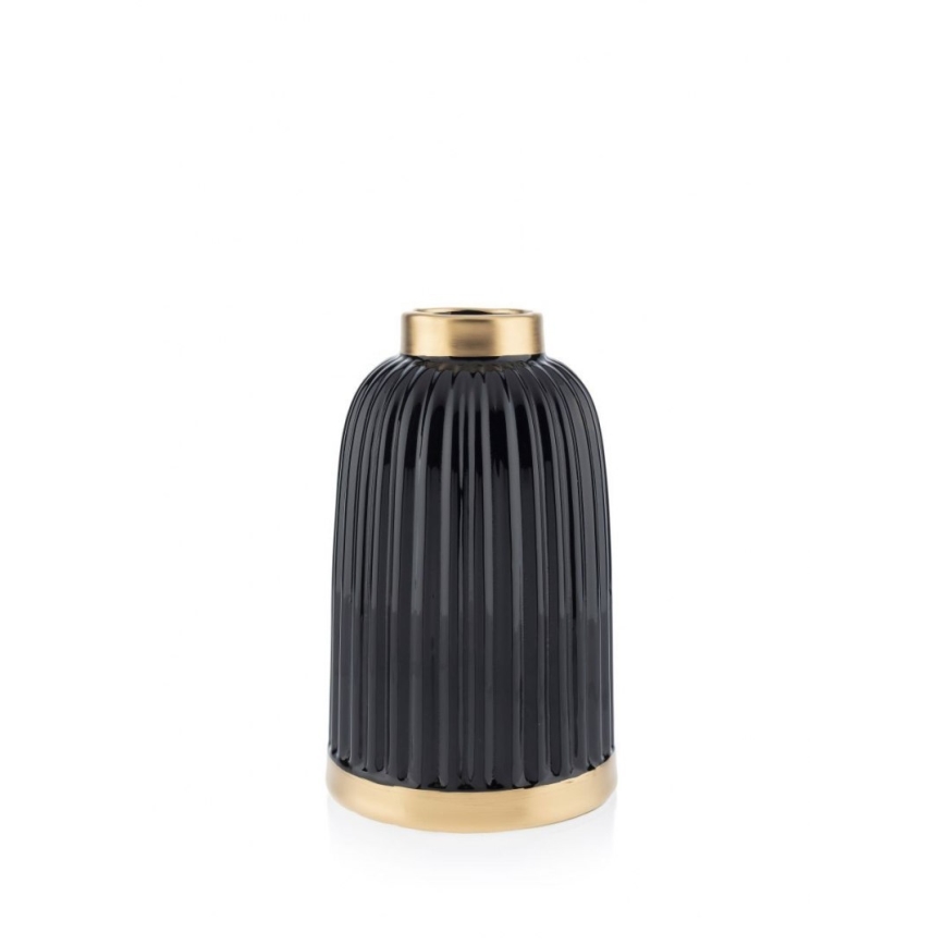 Keramisk vas ROSIE 20,5x12 cm svart/guld
