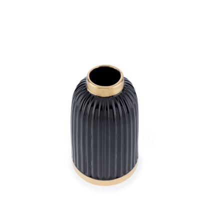 Keramisk vas ROSIE 20,5x12 cm svart/guld