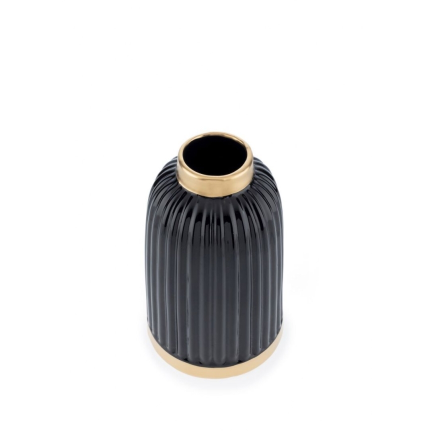 Keramisk vas ROSIE 20,5x12 cm svart/guld