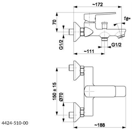 KFA Armatura 4424-510-00 - Badkarsset med kran AGAT skinande krom