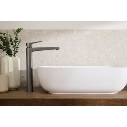 KFA Armatura 4522-712-61 - Tvättställsblandare + bottenventil MALAGA 30,3 cm metallgrå